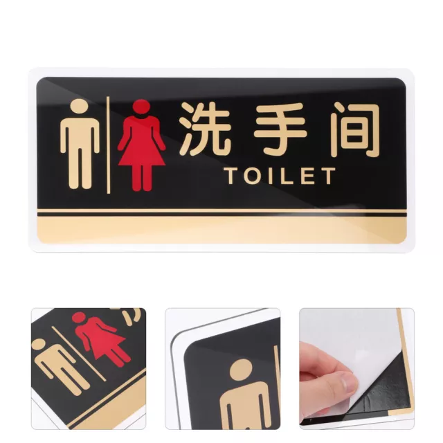 Adhesive Bathroom Sign Toilet Door Sign Bathroom Wall Plaques Unisex Toilet Sign