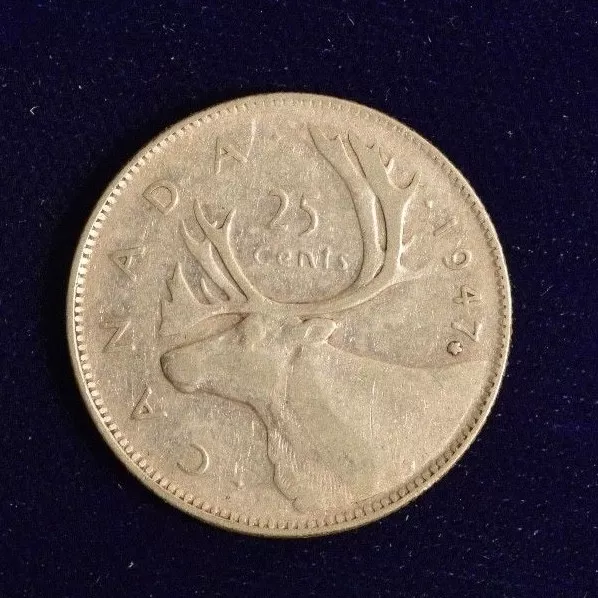 Canada Silver 25 Cent - 1947ML - Average Circulated coin for your collection.