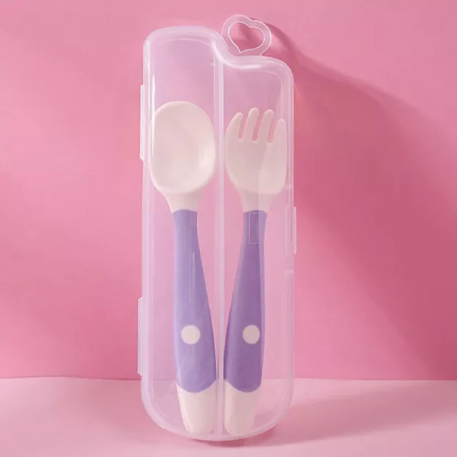 2PCS  PP+TPE Spoon Fork Set for Baby Utensils Auxiliary Food Toddler Learn F SN❤