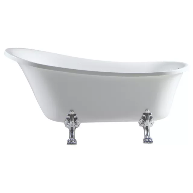 Fienza Clawfoot 1500 Bath Tub Chrome Feet  Acrylic Bathtub White FR2550-1500C