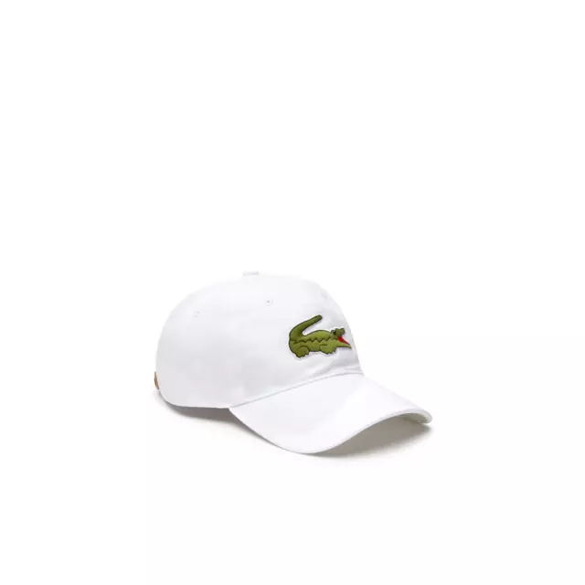 Lacoste White Contrast Strap And Oversized Crocodile Strapback Cap - OSFA