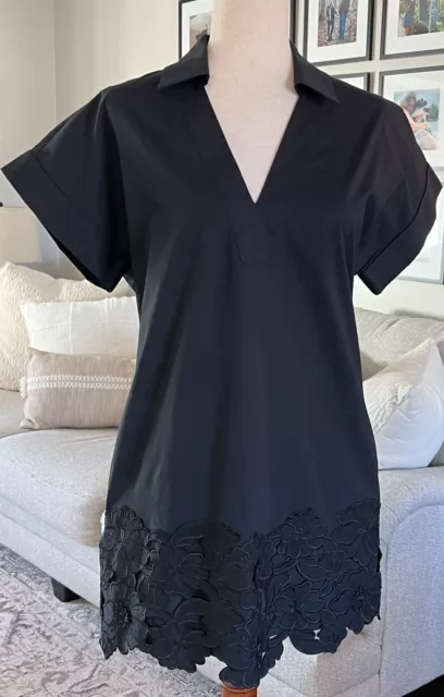 Pearl By Lela Rose Lace Applique Poplin Tunic Dress Size Small