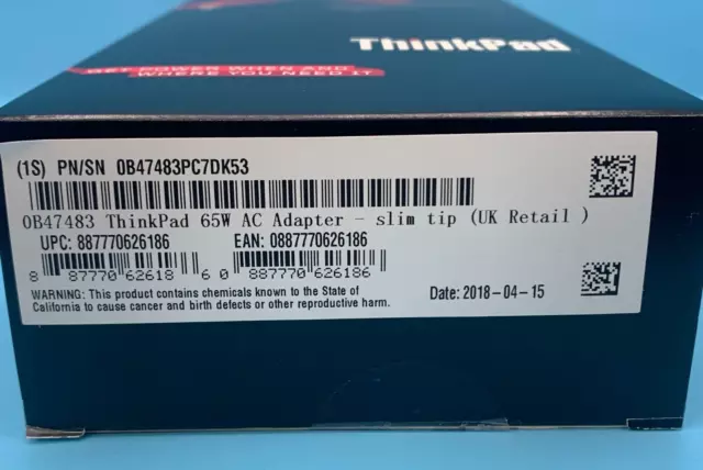 Brandneu Lenovo ThinkPad 65W Netzadapter schmale Spitze (0B47483) - ANGEBOTE WILLKOMMEN 2