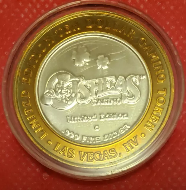 OSHEAS Casino $10 Gaming Token Limited Edition/.999 Fine Silver 2001 2