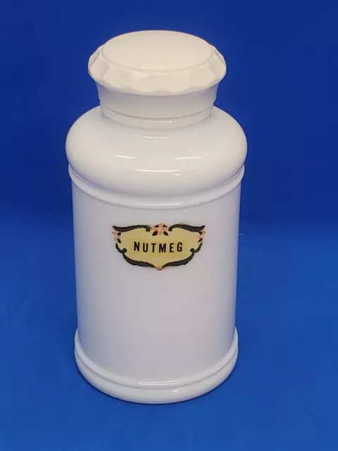 Vintage Nutmeg Milkglass Spice Jar with Lid