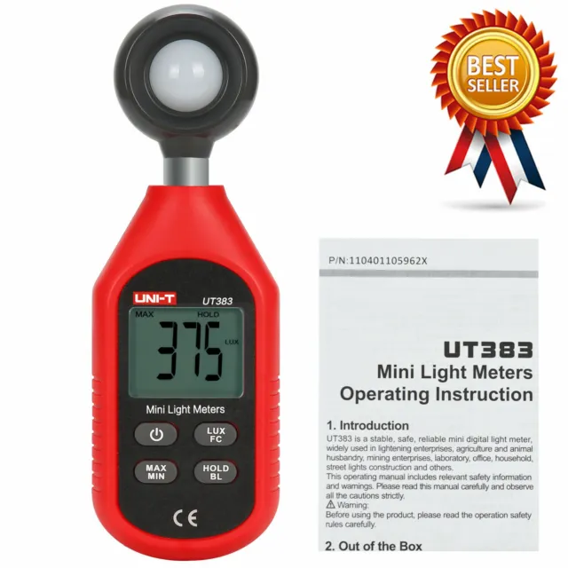UNI-T UT383 Digital Luxmeter Light Meter Lux / FC Meters Luminometer Photomet✦Kd