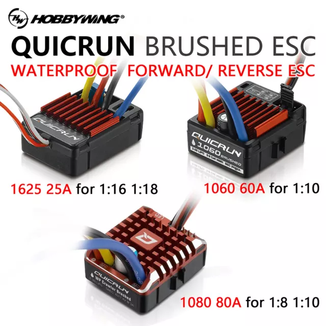 HobbyWing QuicRun 1060 60A 25A Brushed Waterproof ESC for 1:10 1:18 1:16 RC Car
