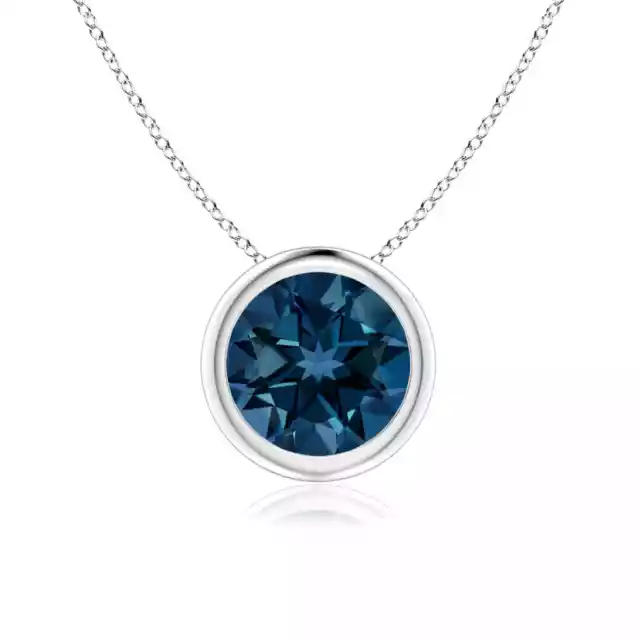 ANGARA 7mm Natural London Blue Topaz Solitaire Pendant Necklace in Silver