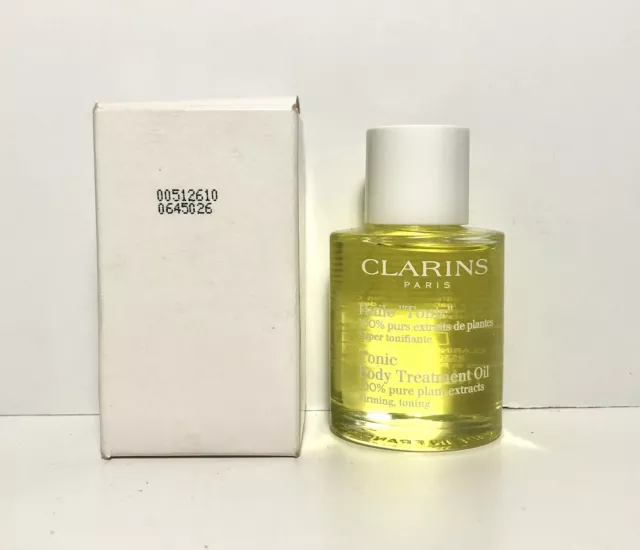 Clarins Huile Tonic Body Treatment Oil 1 Oz 30 ml 100% Plant Extracts Firming