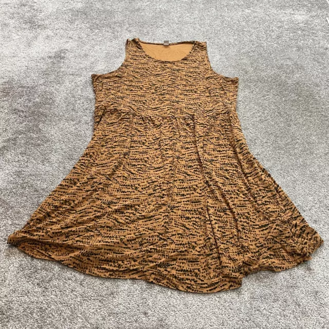 Old Navy Tank Top Tunic Shirt Dress Womens XXL 2XL Brown Animal Print Babydoll