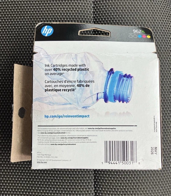 HP 962XL 6ZA57AN Black/Cyan/Magenta/Yellow Ink Expiration 5/2026 OPEN ...