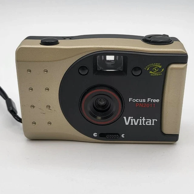 Vintage Vivitar PN2011 Focus Free 35mm Camera Champagne And Black Tested WORKS