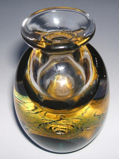 William Walker Unusual Small Signed  Studio Glass Vase Isle of Wight Interest