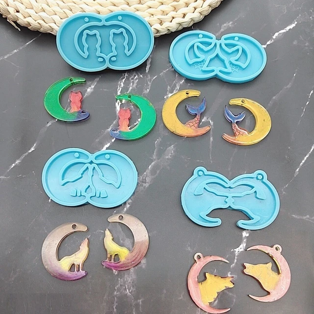 Silikon Mond Ohrring Harz Epoxidharz Form Schlüsselanhänger Schmuck Anhänger DIY