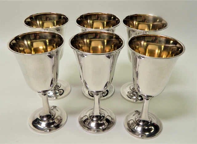 Set of 6 WALLACE Sterling Silver Wine/Water Goblets 910 grams