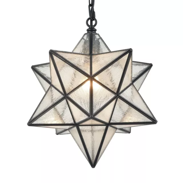 14'' Moravian Star Pendant Light Seeded Glass Star Lights with Hanging Chain