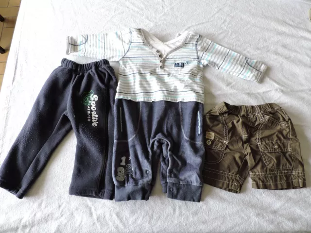 lot (combinaison, short, pantalon) bébé garçon ; taille 9 mois