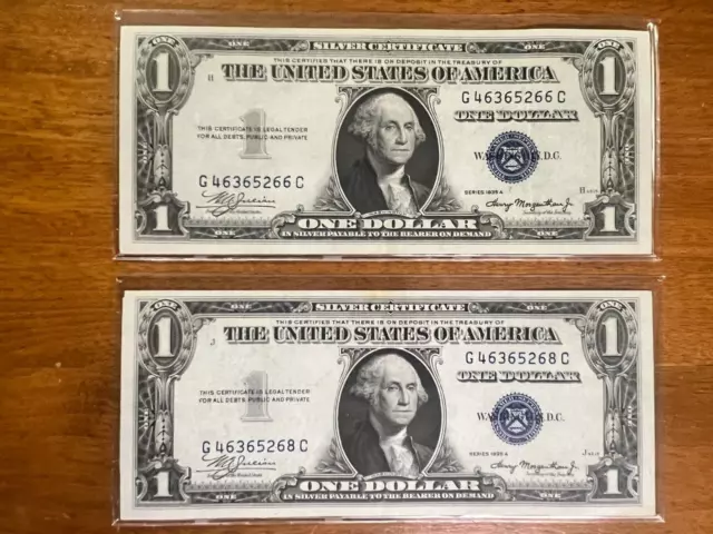 1935A  series $1 currency Silver Certificates 1935 A  Kangaroo   Pair  GC block