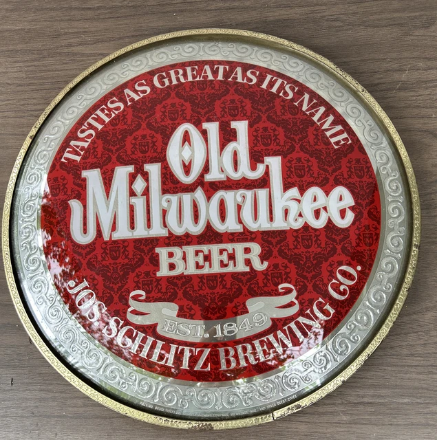 VINTAGE 1970'S SCHLITZ Old Milwaukee Beer Round Reverse Paint Bubble ...