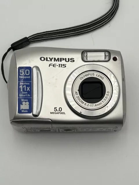 Olympus FE FE-115 5.0MP Digital Camera Silver TESTED Working W/Issues FOR PARTS 2