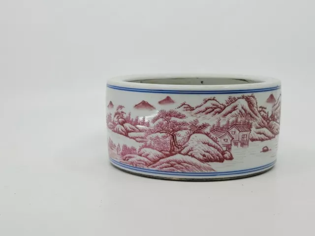 Fine Chinese Porcelain Blue &Red  Brush Washer Marked