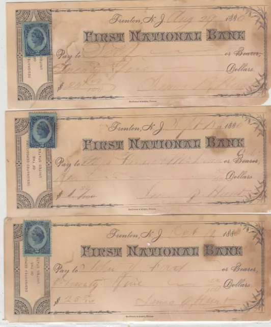 USA Vintage Bank Checks 1880 -1902