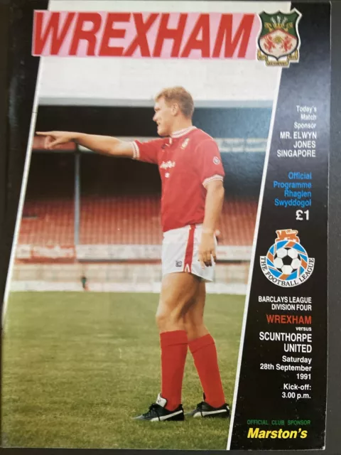 Wrexham v Scunthorpe United(Division 4 91/2) 28/9/91