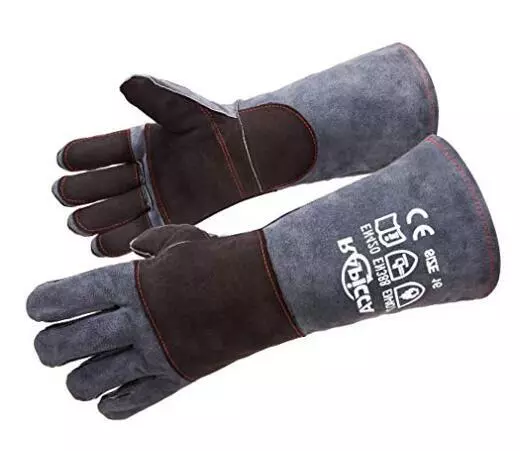16 Grey-black Mig,tig,welding Gloves,bbq Gloves, Wood Stove Gloves