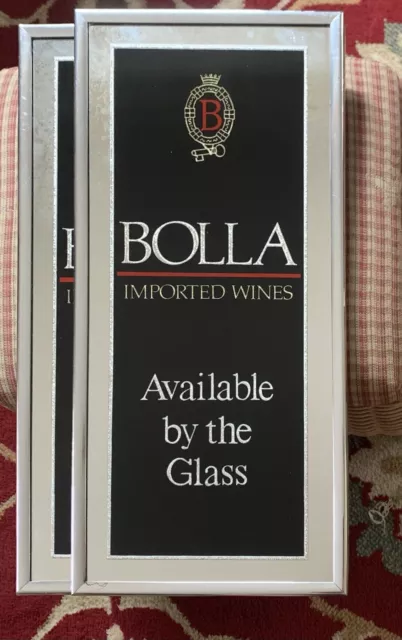 Vtg pair Of Bolla Imported Wines "Available By The Glass" Mirrors Bar Pub