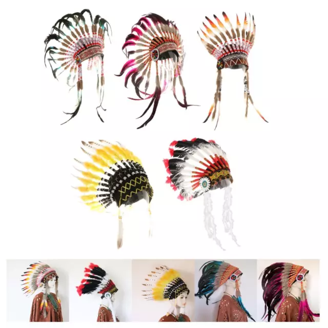 Coiffure en plumes, chapeau indien de chef américain pour Cosplay Mardi Gras