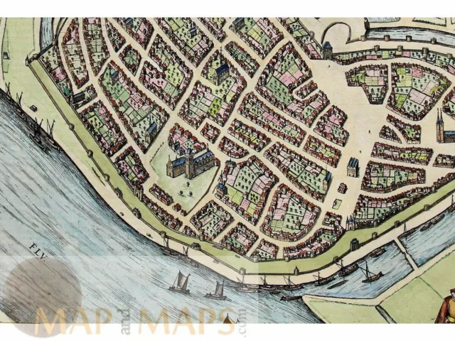 Stadtplan von Deventer, Niederlande. Liberae et Hanseaticae Braun &... 2