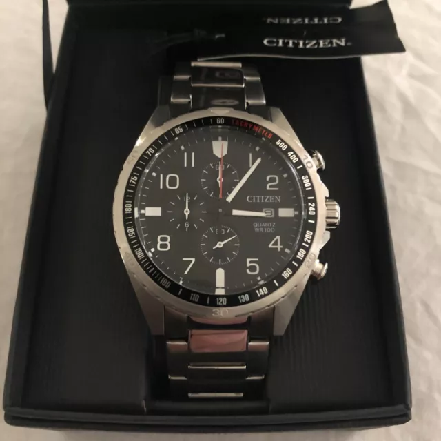 CITIZEN WATCH MENS Watch Chronograph Tachymeter Stainless Steel. Black ...