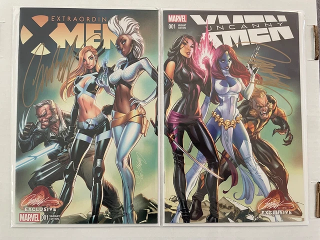 Extraordinary + Uncanny X-Men 1 J Scott Campbell Connecting Signed Exclusive NM