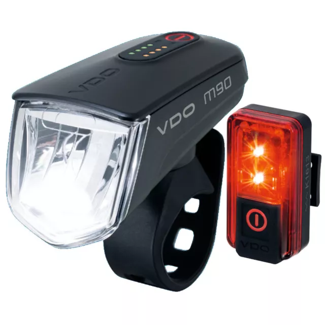 VDO Eco Light M90 Set 4009 Fahrradbeleuchtung 90Lux Fahrradlampe Brems-Rücklicht
