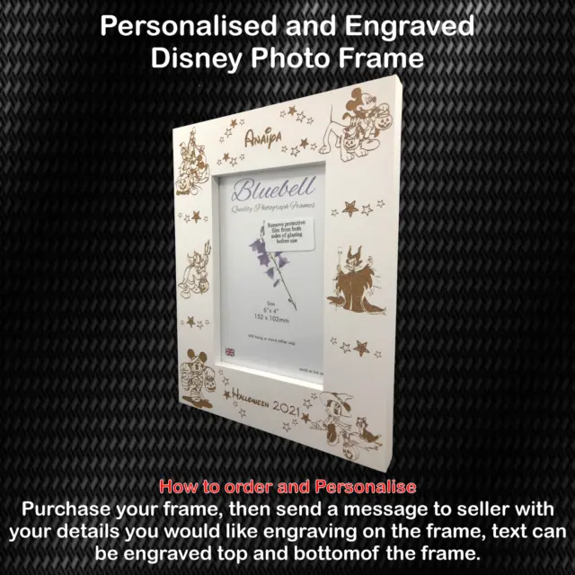 Personalised Disney Halloween Photo Frame Engraved With Your Choice Text