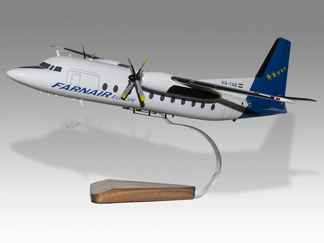 Fokker F-27-500 Friendship Farnair Europe Handcrafted Solid Wood Display Model
