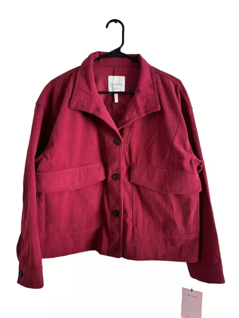 Avec Les Filles Corduroy Jacket Women Size L Cropped Red Wine Color Shacket