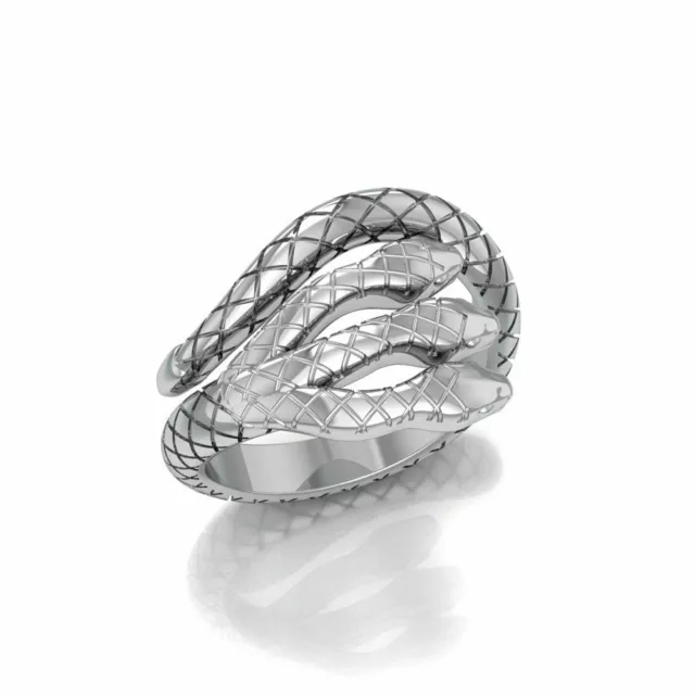 Fierce & Ferocious 3 Headed Cobra Snake Sterling Silver Ring Peter Stone Jewelry