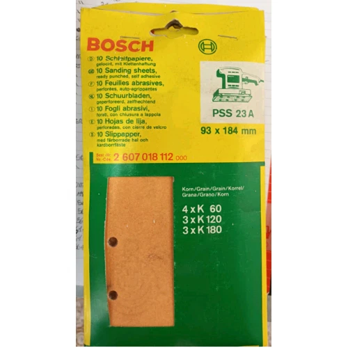 Fogli Abrasivi X Levigatrice Mm.93X184 Assortiti Grana 60 + 120 + 180 - Conf. Pz