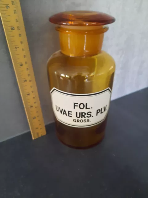 Sehr alte Apotheken-Flasche Standgefäß 1 Liter Weithals braun Schliffstopfen 2