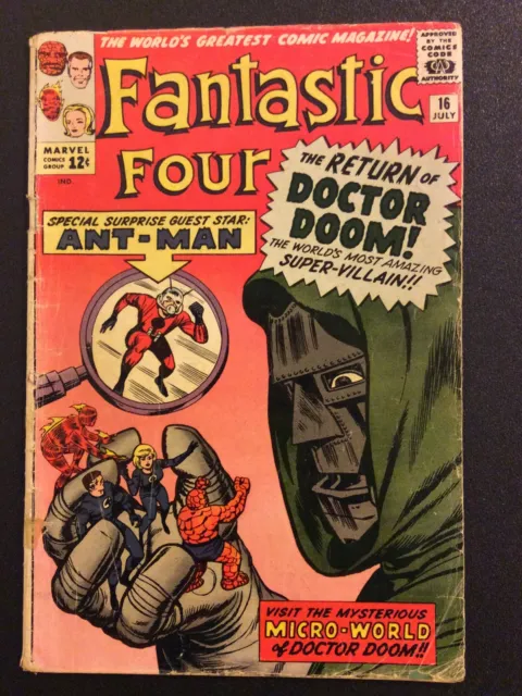 FANTASTIC FOUR #16 Comic Book DOCTOR DOOM Ant-Man Stan LEE Jack KIRBY 1963 G+