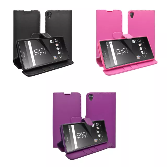 Étui Pour Sony Xperia Z5 Luxe Cuir PU Clapet Portefeuille Pied Carte Housse