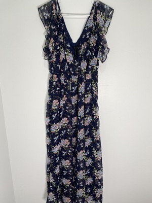 Liza Luxe blue floral cold shoulder dress Size 1X