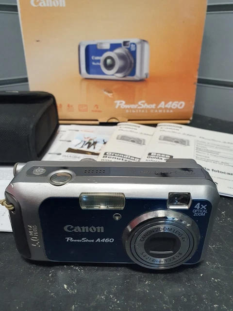 CANON PowerShot A460 Silver Blue 5.0 MP Digital Camera Case Box FREE UK Post