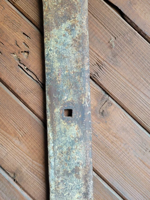 19c Antique Hand Wrought Forged Iron Barn Door Strap Hinges 23" 3