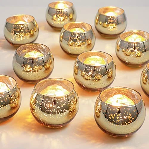 Gold Votive Candle Holders Set of 32 - Round Speckled VOTIVE CANDLE HOLDERS