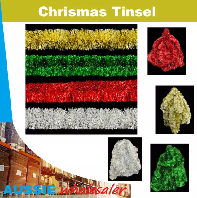 Au 5x10x Christmas  shine Tinsel Garland Full Luscious Xmas Snow Tips Holly