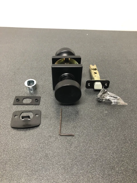 Kwikset Pismo Square Matte Black Hall/Closet Door Knob-720PSK SQT 514