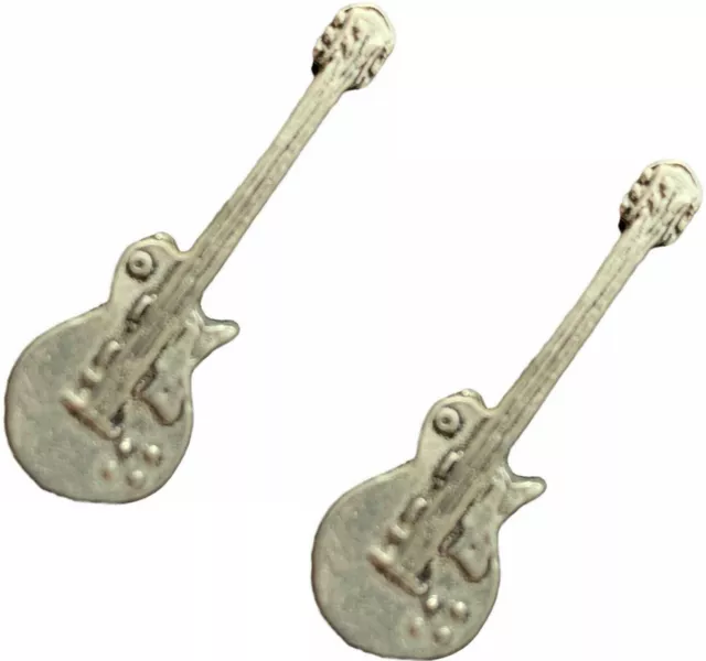 2 x G- Electric Guitar (Music) Handcrafted From English Pewter Pin Badges-PAG