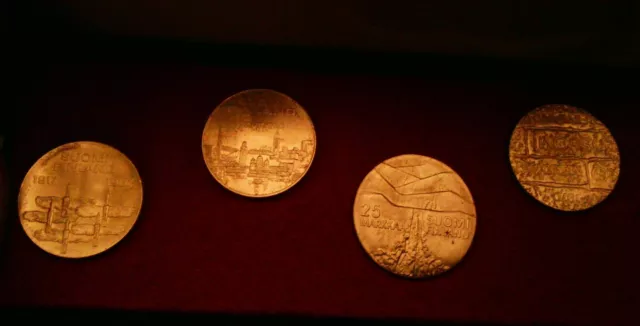 Lot of Suomi Finland 25 & 10 Markkaa Commemorative Coins 1967 - 1978 Choice AU